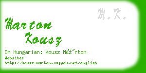 marton kousz business card